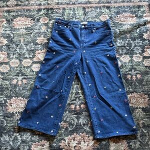 Embroidered Blue Women's Jeans